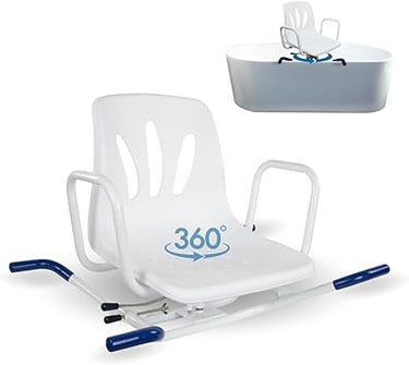 Mobiclinic, Silla de baño giratoria, Lago, Reposabrazos y Respaldo, Giro 360º, Anatómica, Marca española, Resistente al Agua, para Personas Mayores, con discapacidad o Movilidad Reducida